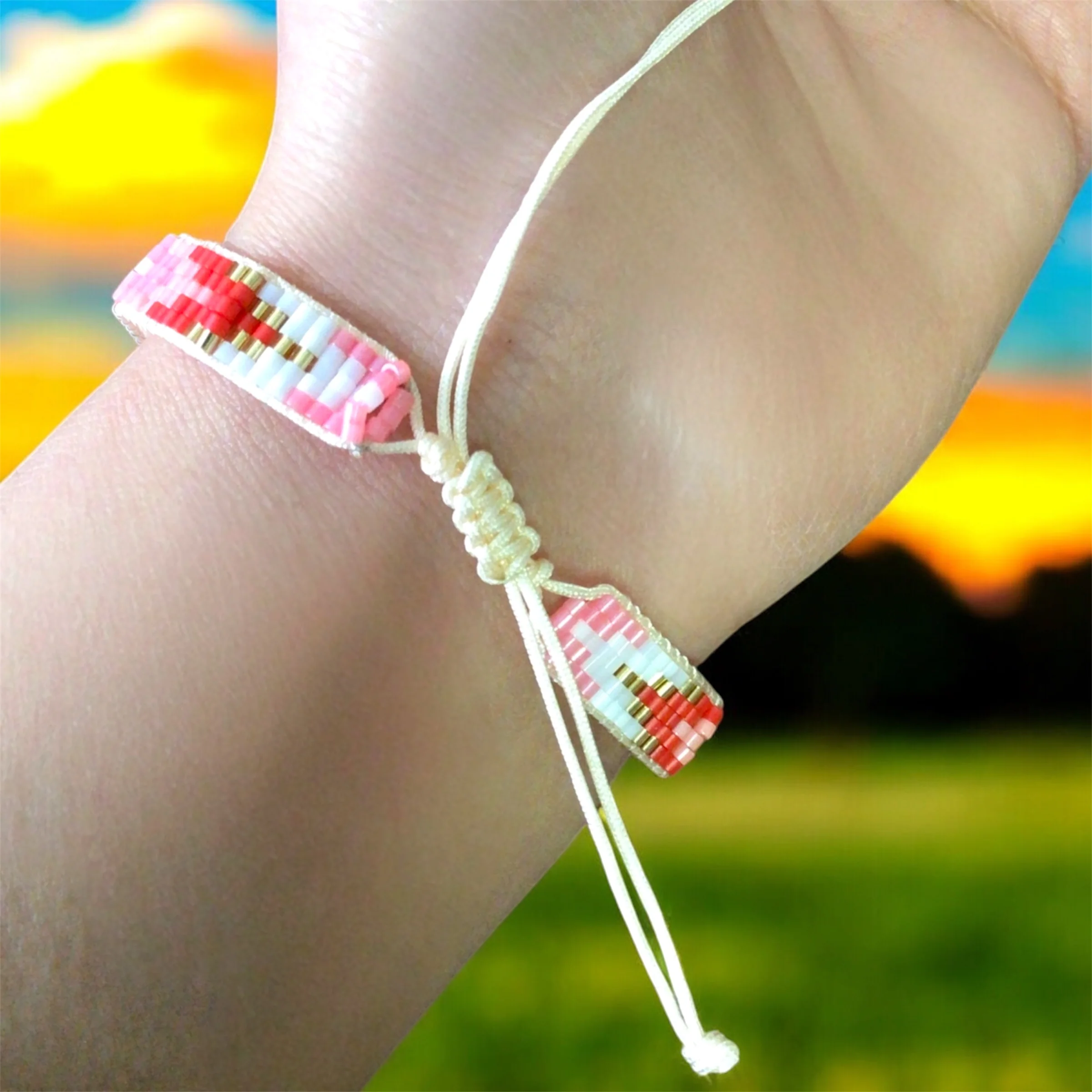 Pink and Gold  Beaded Bracelet - Image 3