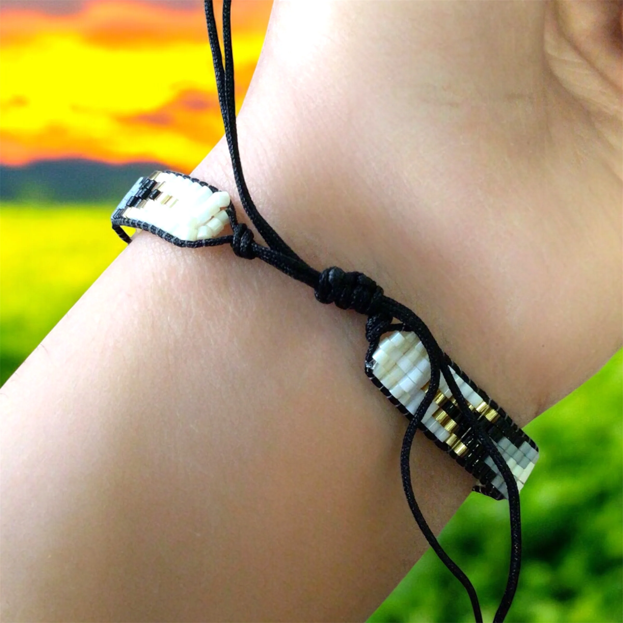 Black and Grey Beaded Bracelet - Image 3