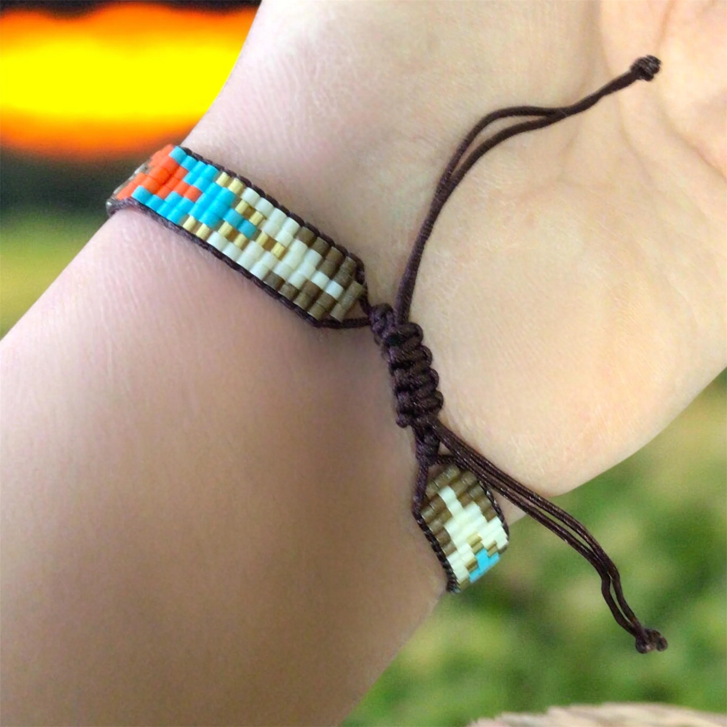 Orange and Brown Beaded Bracelet - Image 3