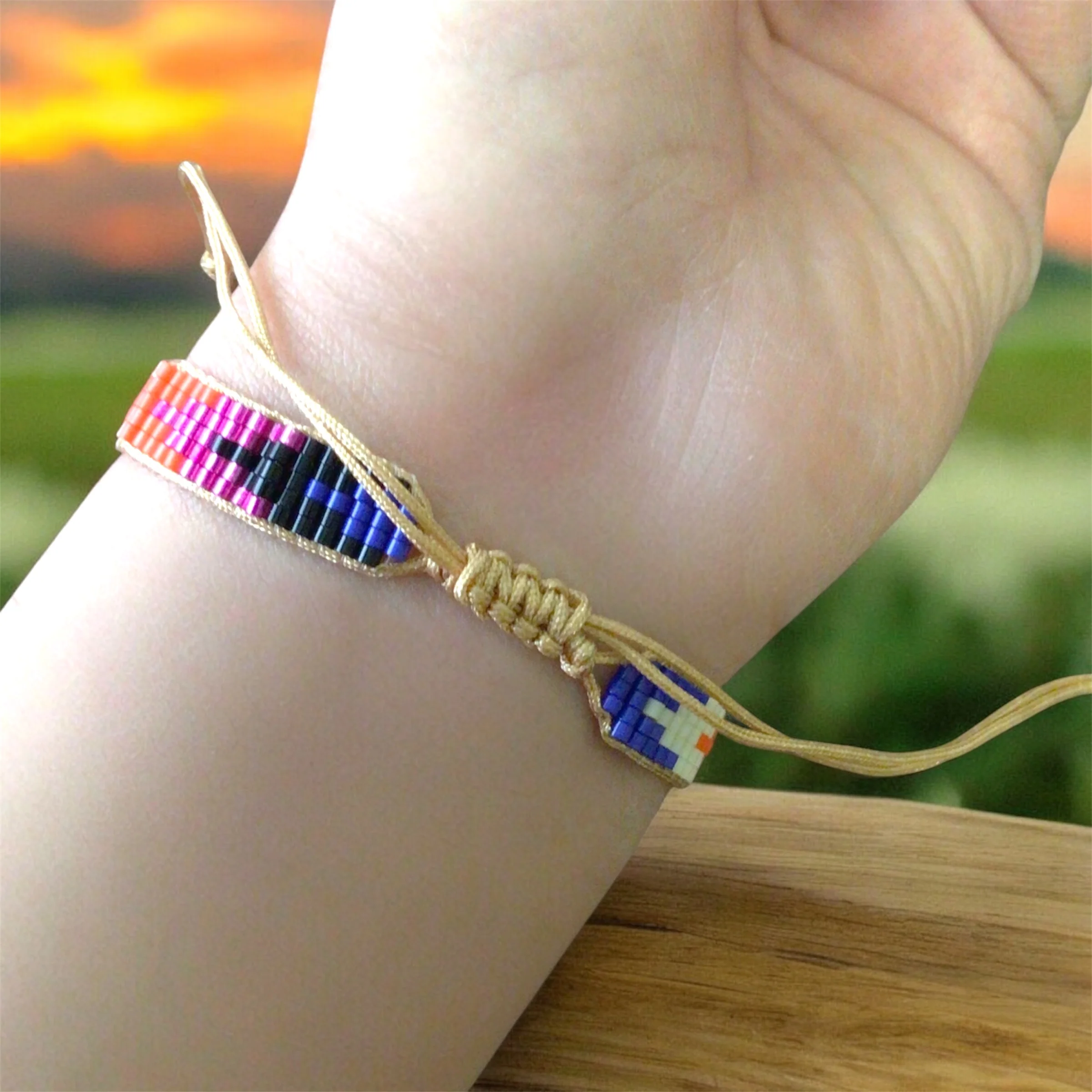 Orange and White Beaded Bracelet - Image 3