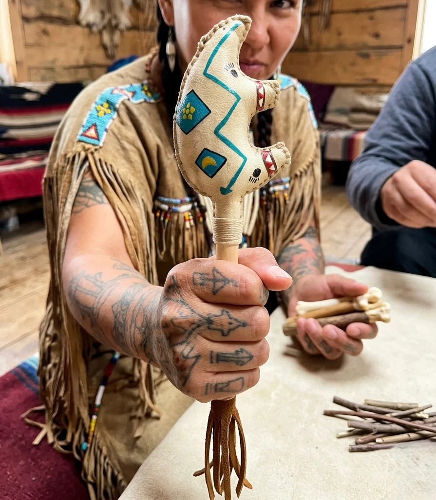 Handcrafted Ceremonial Rattle(Bear) - Image 3