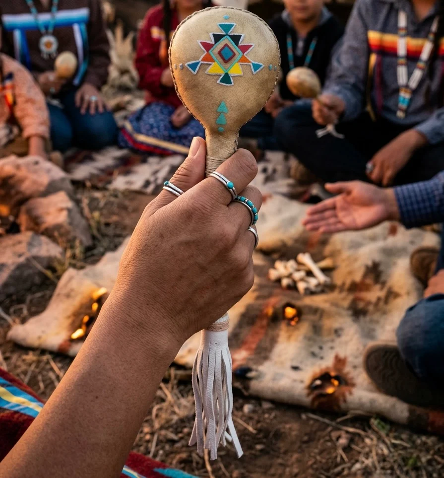 Handcrafted Ceremonial Rattle(Circular) - Image 3