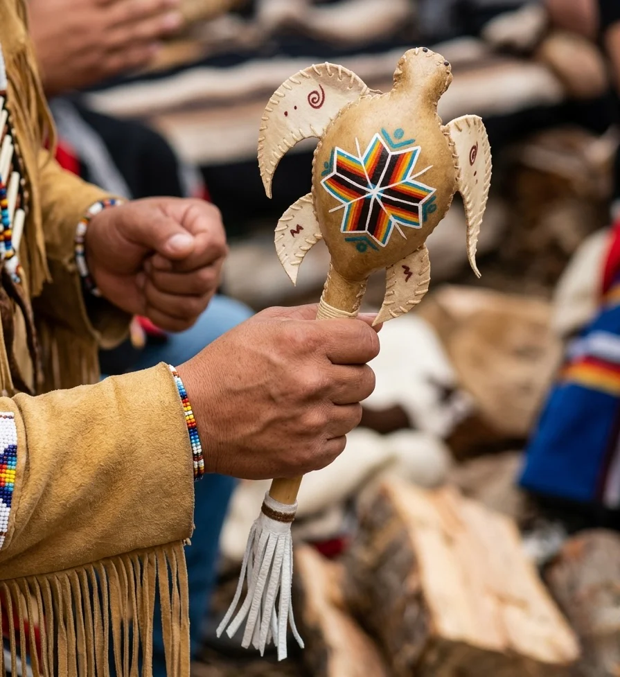 Handcrafted Ceremonial Rattle(Turtle) - Image 6