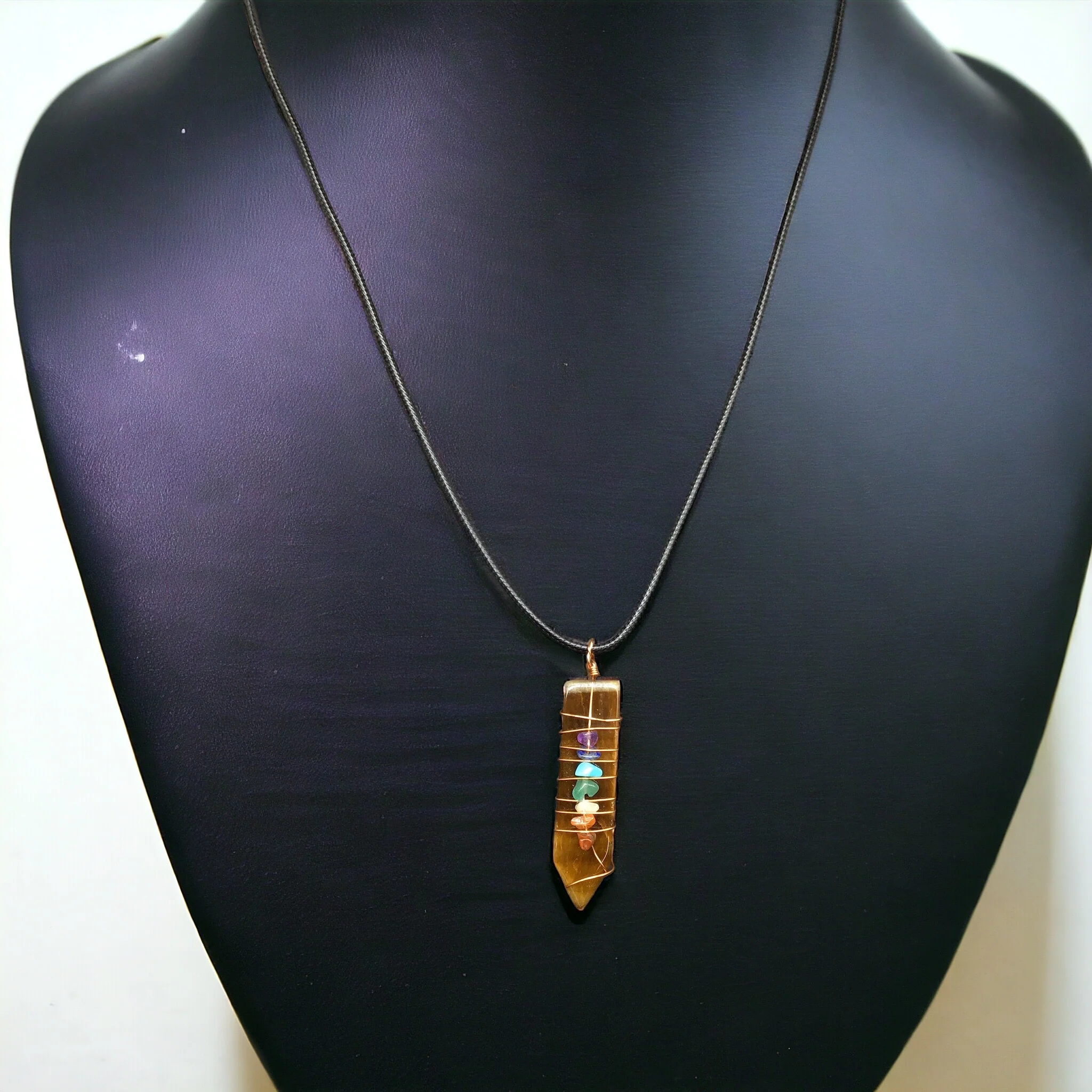Natural Sword Chakra Unisex Brown Pendant - Image 3